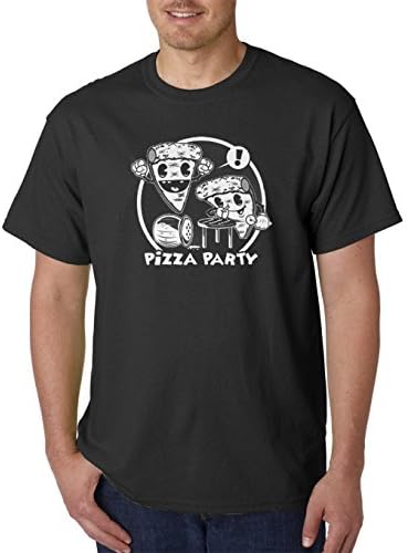 DOPE COTTON Men's ROCKSTARS PIZZA PARTY Parody T-shirt (Black- Medium)