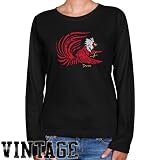 NCAA Jacksonville State Gamecocks Ladies Black Distressed Logo Vintage Long Sleeve Classic Fit Tee
