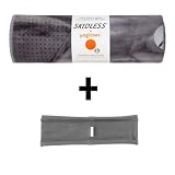 Agate (gray tie-dye) Yogitoes® mat size SKIDLESS® yoga towel + gray stretchy headband combo by Absolute Yogi® Agate (gray tie-dye) Yogitoes® mat size SKIDLESS® yoga towel + gray stretchy headband combo by Absolute Yogi®
