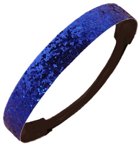 Blue Glitter Headband by Kenz Laurenz - Elastic Stretch Sparkly Headbands for Teens Girls Women Softball Volleyball Basketball Sport Teams Set Pack Store