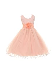 Girls Tea Length Sleeveless  Organza/Polyester/Satin/Tulle Flower-Girl Dress  With a Bow(s) and a Sash 