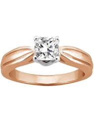 0.75 Ct Princess H/I I1 Diamond 14K Rose Gold Ring
