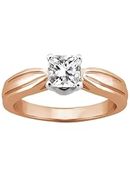 0.75 Ct Princess H/I I1 Diamond 18K Rose Gold Ring