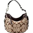 Coach Signature Zoe Shoulder Bag Purse 12657 Khaki Mahogany