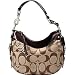 Coach Signature Zoe Shoulder Bag Purse 12657 Khaki Mahogany