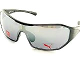 Puma - Puma PU 15002 PU15002 BK Satin Black Sunglasses Grey Flash Lenses Size: 99-99-125