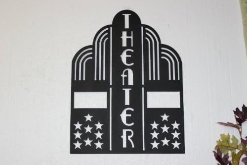 Theater Sign with Stars Home Theater Decor Metal Wall Sign