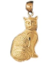 Dazzlers Solid 14k Gold Cat Charm Pendant Available in three colors from jewelsberry (weights: 3.7 grams only)