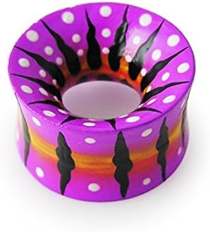 8MM Fire Works Perfectly Finished Painting and Plastic laminated Double Flared Hollow Wood Ear Plug Body jewelry