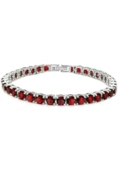 14.5CT Round Simulated Red Garnet .925 Sterling Silver Bracelet