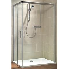 Schulte D648004 41 500 Eckeinstieg II Kristall Trend, H1850 x B800 x T800 mm, 6-mm-ESG Echtglas Klar hell inklusive Fixil, chromoptik