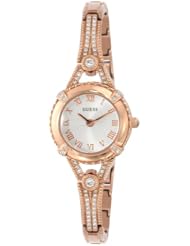 GUESS Womens U0135L3 Petite Embellished Crystal Rose Gold-Tone Watch