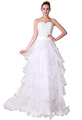 Strapless Sweetheart Satin  Belted Beaded Lace Evening Dress  With Ruffles