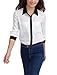 Allegra K Women Long Sleeve Button Down Sheer Chiffon Shirt Blouse,Medium / US 10,White