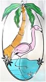 Palm Tree and Pink Flamingo Stained Glass Ring