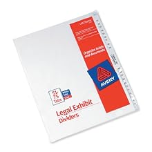 Avery Avery-Style Legal Side Tab Dividers, 26-Tab, 51-75, Letter Size, White, 26 per Set (11396)