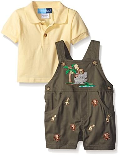 Baby Goodlad Little Boys' Shortall with Jungle Applique, Green, 24 Months