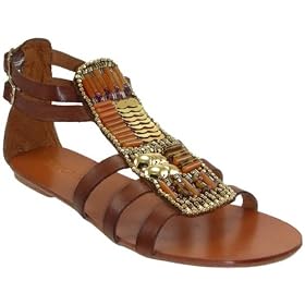 Zigi Raven Women's Tan Leather Flat Roman Sandals