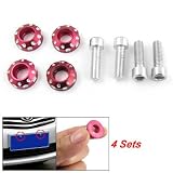 2 Pairs Car License Plate Bolts Screw Ornament Burgundy by uxcell