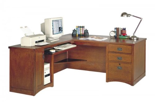 California Bungalow Desk With Left Return Desk (Mission Oak) (29H x 49W x 20.75D)