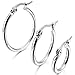 INBLUE Women's 15mm 20mm 25mm Stainless Steel Hoop Huggie Earrings Silver Tone (3 Pairs)
