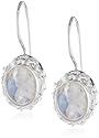 Sterling Silver Rainbow Moonstone Latch Back Earrings by Sajen