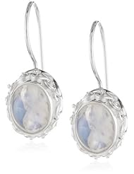 Sterling Silver Rainbow Moonstone Latch Back Earrings by Sajen