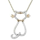 14k Rose Gold Diamond Cat Pendant (1/5 cttw)