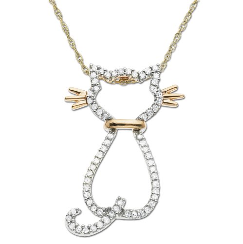 14k Rose Gold Diamond Cat Pendant (1/5 cttw)