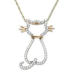 14k Rose Gold Diamond Cat Pendant (1 5 cttw) by Amazon.com Collection