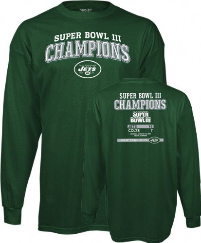 Buy New York Jets -Green- Super Bowl III Champions Commemorative Long Sleeve T-Shirt