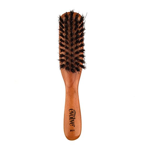Evolve 100% Boar Bristle Hair Brush ✮ Best Brush for Pocket / Purse / Travel Size ✮ Distribute Natural Oil & Stimulate Scalp ✮Medium Firmness ✮ Great for Beards ✮ Money Back Guarantee