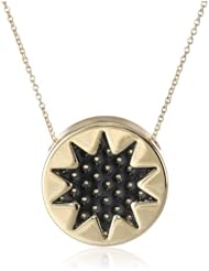 House of Harlow 1960 Perforated Mini Sunburst Gold Pendant Necklace, 18"
