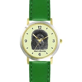 Poodle - Black (SC) Dog - WATCHBUDDY� DESIGNER DELUXE TWO-TONE THEME WATCH - Arabic Numbers-EMERALD... by WatchBuddy