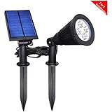[Separable Panel and Stake]Falove 200 Lumens 2 in1 Installation IP44 4LED Solar Spotlight Waterproof Outdoor Wall Light ,Security Lighting, Path Lights , Landscape Solar Flag Pole Light