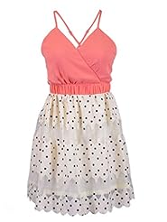 Elasticized   Waistline Cocktail Spring Tulle Polka Dot Print Party Dress 