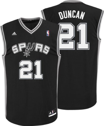 San Antonio Spurs Tim Duncan Men's Black NBA Replica Jersey, X-Large