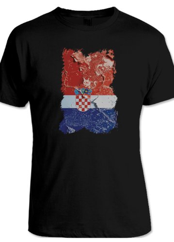 net-shirts KROATIEN VINTAGE FLAG SHIRT T-Shirt, Größe S, Schwarz