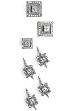 Solid 14k White Gold Antique-Style Diamond Cufflinks, Tie Tac and Stud Set
