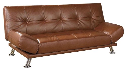 ORE International Leather Futon Sofa Bed, Coffee