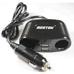 BESTEK 12V 24V Outlet 2 Way Car Cigarette Socket Splitter Adaptor with 2 USB 5VDC/1A MRS152-32
