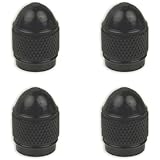 Set of 4 Non-Rust Aluminum Tire Valve Caps - Black