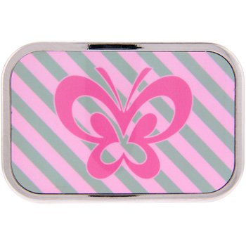 Pink and Gray STRIPED BUTTERFLY Belt Buckle