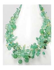 Japanese silk cord Aventurine Necklace In Zinc