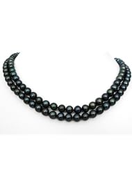 AAA Genuine Multi Double Strand 7mm Black Pearl Necklace 18" Cultured Freshwater