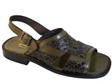 Men's Davinci Italian Leather Open Toe with back Strap, Sandal 1984 Two Tone Olive Green