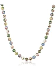 Gold Plated Sterling Silver Light White, Blue, Yellow and Green Cloisonne Necklace, 18"