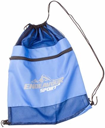 Mesh and Oxford Fabric Swim Bag by ENDEAVOUR SPORT in a VARIETY of Colors, Black, Blue, Green, Grey and Pink. Comes with Zip Pocket at the front for all of your essentials, and easily adjustable straps meaning it's suitable for KIDS and ADULTS alike. Ideal for holiday, Beach bag, pool bag, gym bag with 100% Money Back Guarantee. (Blue)
