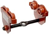 Vestil E-MT-4 Steel Push Low Profile Eye Manual Trolley, 4000 lbs Capacity, 2-1/2" - 8-5/8" I-Beam Flange, 3" Headroom