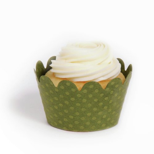 Dress My Cupcake Maya Mini Olive Green Cupcake Wrappers, Set of 18